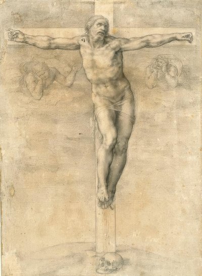 Crucifixión con dos ángeles de Michelangelo Buonarroti