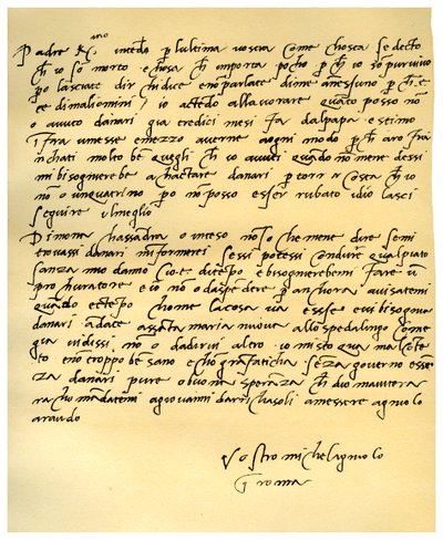 Carta de Miguel Ángel Buonarroti a su padre, junio de 1508 de Michelangelo Buonarroti