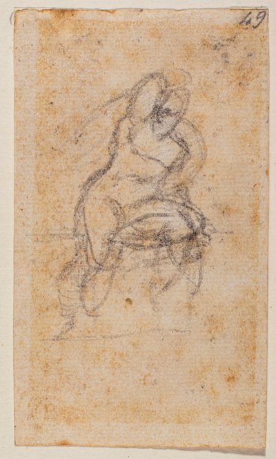 Estudio de desnudo para la Capilla Sixtina de Michelangelo Buonarroti