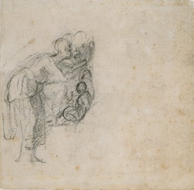 Página de un cuaderno de bocetos: Una mujer de negro, c1490-1560 de Michelangelo Buonarroti