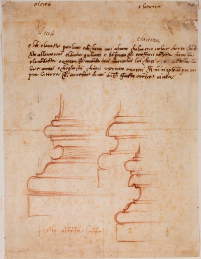 Bases de pilares para la Sacristía Nueva, inscripciones manuscritas de Michelangelo Buonarroti