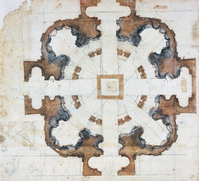 Plano de la Basílica de San Giovanni dei Fiorentini en Roma, circa 1559 de Michelangelo Buonarroti