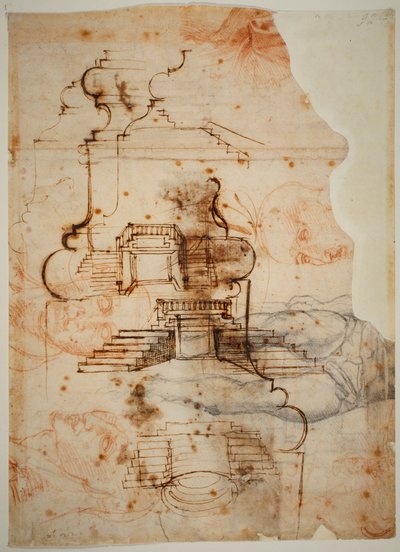 Planos para escaleras de Michelangelo Buonarroti