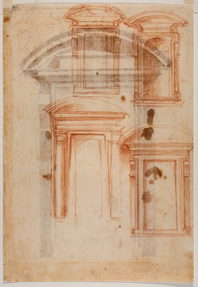 Estudio del portal de la Biblioteca Laurentian de Michelangelo Buonarroti