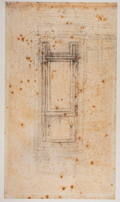 Proyecto de ventana y estudios para la Recepción Laurenciana, siglo XVI (dibujo) de Michelangelo Buonarroti
