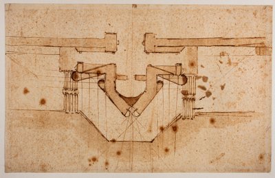 Proyecto de fortificación de una puerta, siglo XVI (dibujo) de Michelangelo Buonarroti