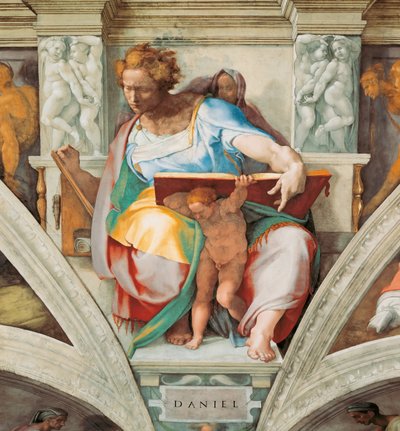 Profetas y sibilas: Daniel, techo de la Capilla Sixtina en el Vaticano, 1508-1512 de Michelangelo Buonarroti