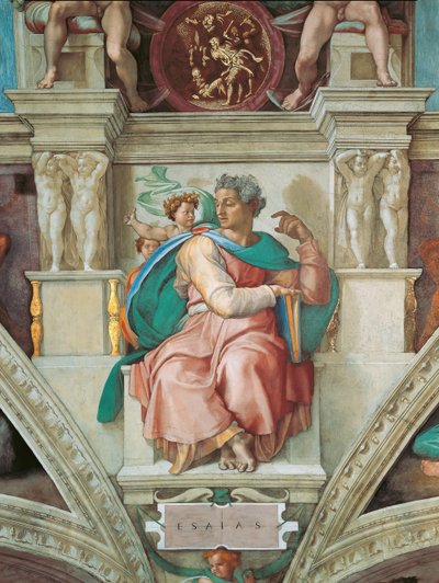 Profetas y Sibilas: Isaías, Techo de la Capilla Sixtina en el Vaticano, 1508-1512 de Michelangelo Buonarroti