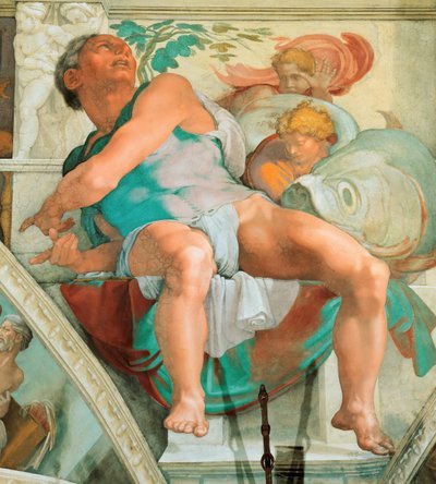 Profetas y Sibilas: Jonás Techo de la Capilla Sixtina en el Vaticano, 1508-1512 de Michelangelo Buonarroti