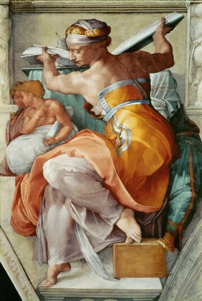Profetas y Sibilas: Sibila Líbica, techo de la Capilla Sixtina en el Vaticano, 1508-1512 de Michelangelo Buonarroti