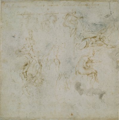 Recto: Ocho estudios de figuras. Verso: Estudio de figura de Michelangelo Buonarroti