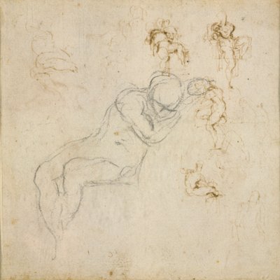 Recto: Ocho Estudios de Figuras. Verso: Estudio de Figura de Michelangelo Buonarroti