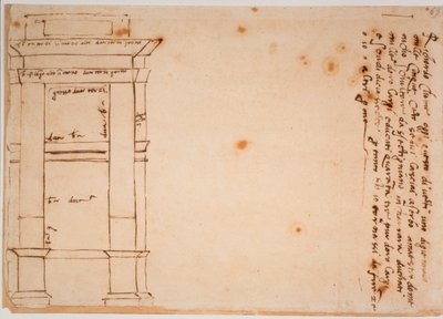 Alzado lateral de la tumba de Julio II, recuerdo autógrafo de Michelangelo Buonarroti