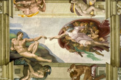 Techo de la Capilla Sixtina (1508-12): Creación de Adán de Michelangelo Buonarroti
