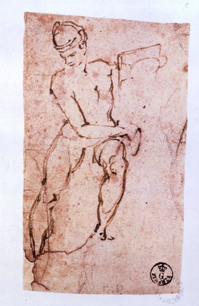 Techo de la Capilla Sixtina (1508-12): boceto de un apóstol de Michelangelo Buonarroti