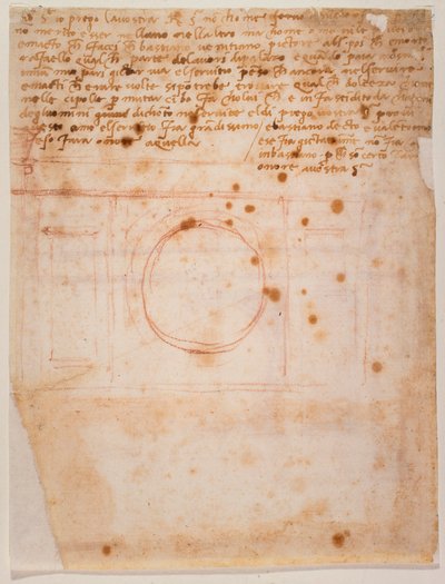 Bocetos para el tambor de la cúpula de Santa Maria del Fiore y carta al cardenal de Bibbiena de Michelangelo Buonarroti