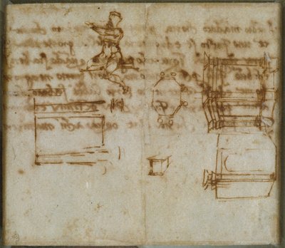 Bocetos ligeros de arquitectura y un pequeño estudio de figura, finales del siglo XV-principios del siglo XVI de Michelangelo Buonarroti