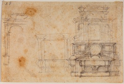 Estudios de monumentos funerarios para la Sacristía Nueva de Michelangelo Buonarroti