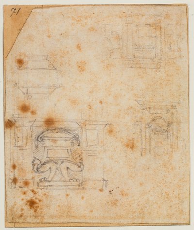 Estudios de monumentos sepulcrales para la Sacristía Nueva de Michelangelo Buonarroti