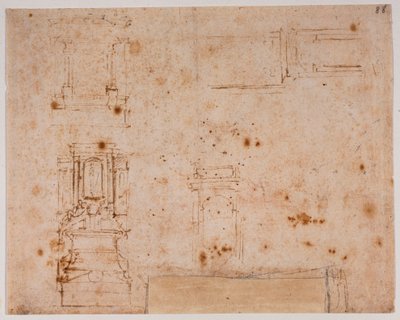 Estudios de monumentos sepulcrales para la Sacristía Nueva de Michelangelo Buonarroti