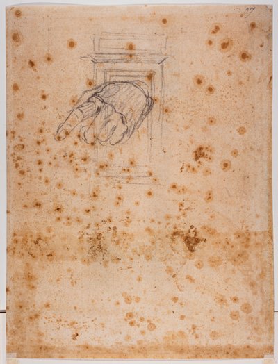 Estudio para un pilar y una mano de Michelangelo Buonarroti
