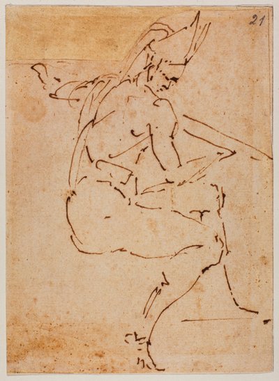 Estudio para una figura sentada de Michelangelo Buonarroti