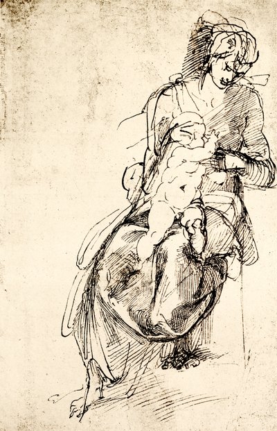 Estudio para la estatua de la Madonna en la capilla Medici en Florencia de Michelangelo Buonarroti