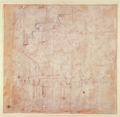 Estudio de una cabeza, 1525-26 (verso) de Michelangelo Buonarroti
