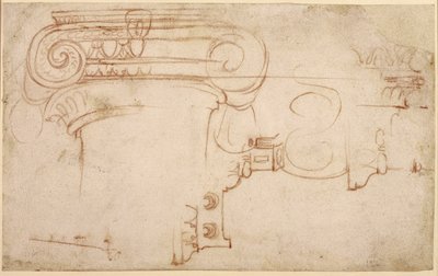 Estudio de un capitel jónico (recto) de Michelangelo Buonarroti