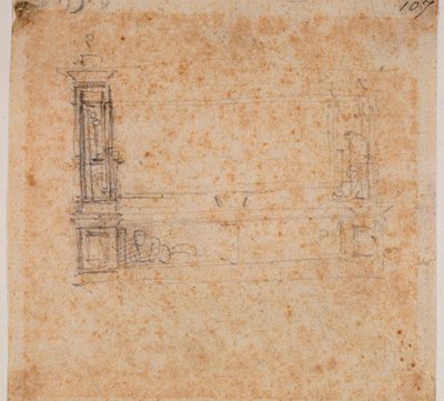 Estudio del doble muro sepulcral para la Nueva Sacristía de Michelangelo Buonarroti