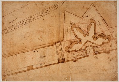 Estudio de fortificación para la Porta al Prato de Michelangelo Buonarroti