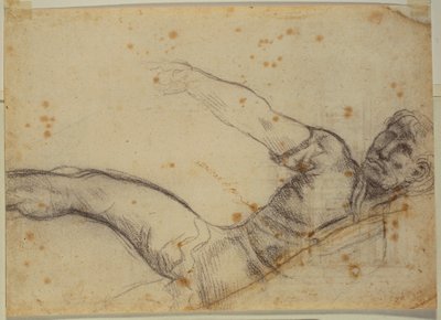 Estudio de figura no autógrafa e inscripción de Michelangelo Buonarroti