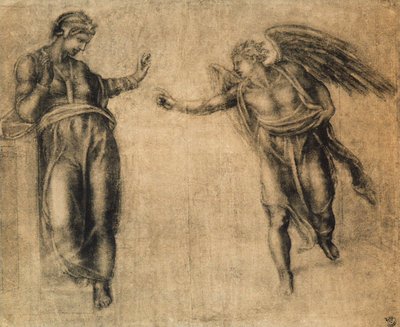 La Anunciación, dibujo de Miguel Ángel. Gabinetto dei Disegni e delle Stampe, Galería Uffizi, Florencia de Michelangelo Buonarroti