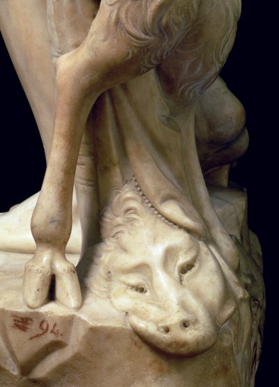 La embriaguez de Baco, detalle de la cabeza de una pantera, escultura de Miguel Ángel Buonarroti (detalle) de Michelangelo Buonarroti