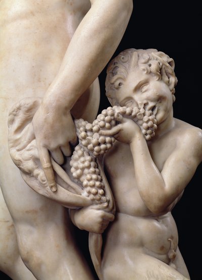 La embriaguez de Baco, detalle del sátiro (detalle) de Michelangelo Buonarroti