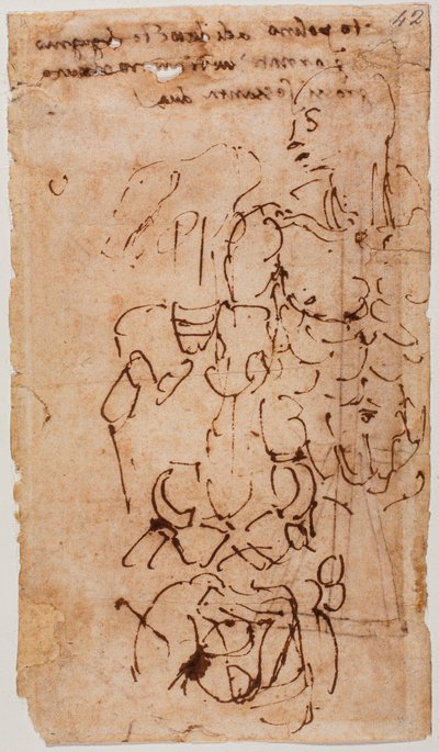 Boceto sin identificar e inscripción manuscrita de Michelangelo Buonarroti