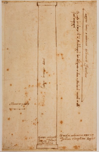 Sección vertical de columna para la fachada de San Lorenzo de Michelangelo Buonarroti