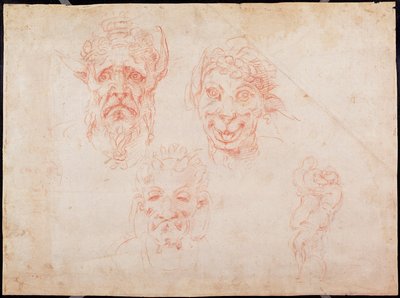 Bocetos de caras de sátiros de Michelangelo Buonarroti