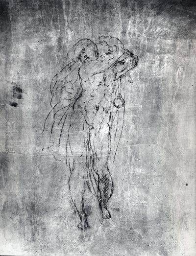 Dibujo mural de una figura masculina, c.1530 de Michelangelo Buonarroti
