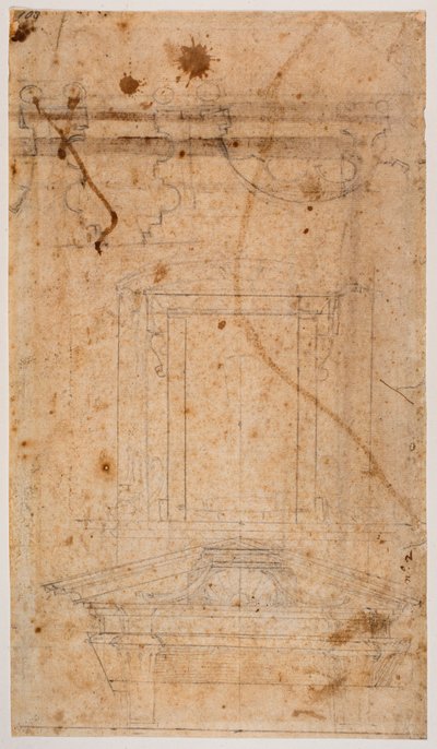 Tumba mural y plano parcial de la iglesia de Michelangelo Buonarroti