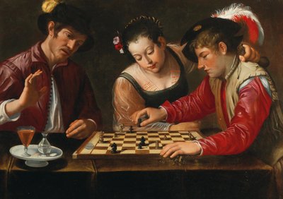 Jugadores de ajedrez, siglo XVII de Michelangelo, Caravaggio