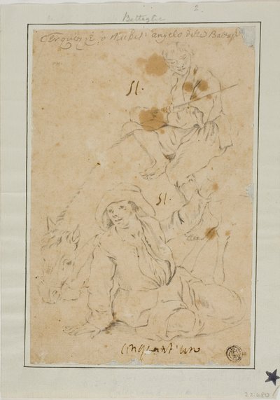 Dos campesinos con un burro de Michelangelo Cerquozzi