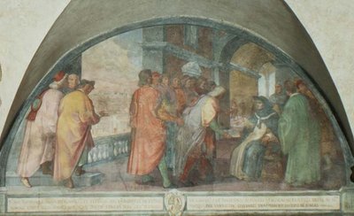 San Antonino Funda la Compañía de los Hombres Buenos en San Martino, luneta de Michelangelo Cinganelli