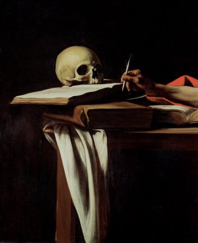 San Jerónimo escribiendo, c.1604 (detalle) de Michelangelo Merisi Caravaggio