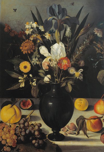Naturaleza muerta con flores y frutas (detalle) de Michelangelo Merisi da Caravaggio