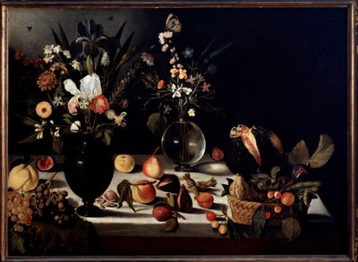 Naturaleza muerta con flores y frutas de Michelangelo Merisi da Caravaggio