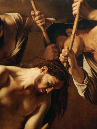 La coronación de espinas, c.1603 (óleo sobre lienzo) (detalle de 507206) de Michelangelo Merisi da Caravaggio