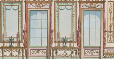 Pared Interior Ornamentada con Ventanas y Espejos, nos. 267-273, 27 de febrero de 1784 de Michelangelo Pergolesi