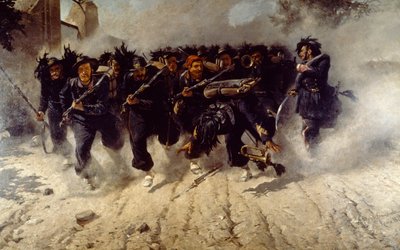 Carga de los Bersaglieri en Porta Pia, por Michele Cammarano de Michele Cammarano