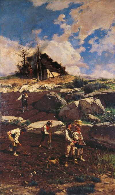 Trabajadores en la Tierra, por Michele Cammarano de Michele Cammarano